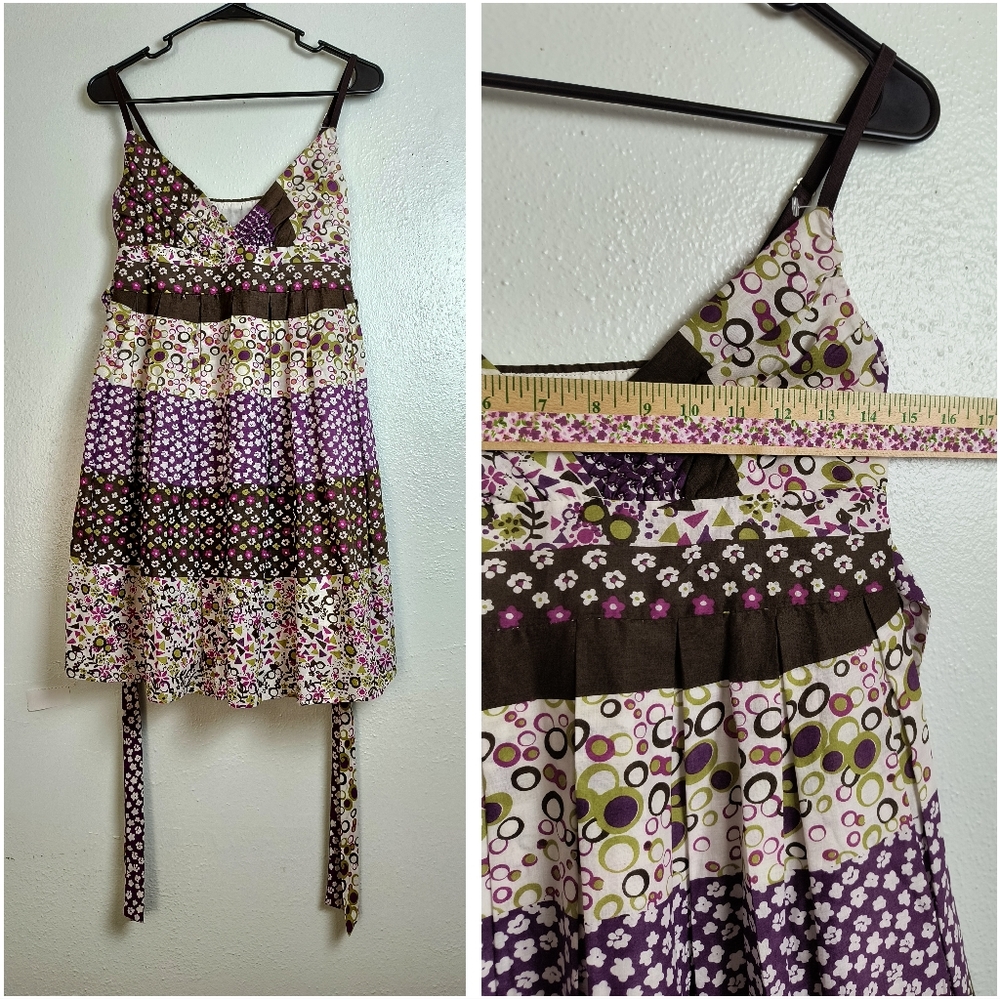 Necessary Objects Sundress Small Patchwork Floral… - image 1